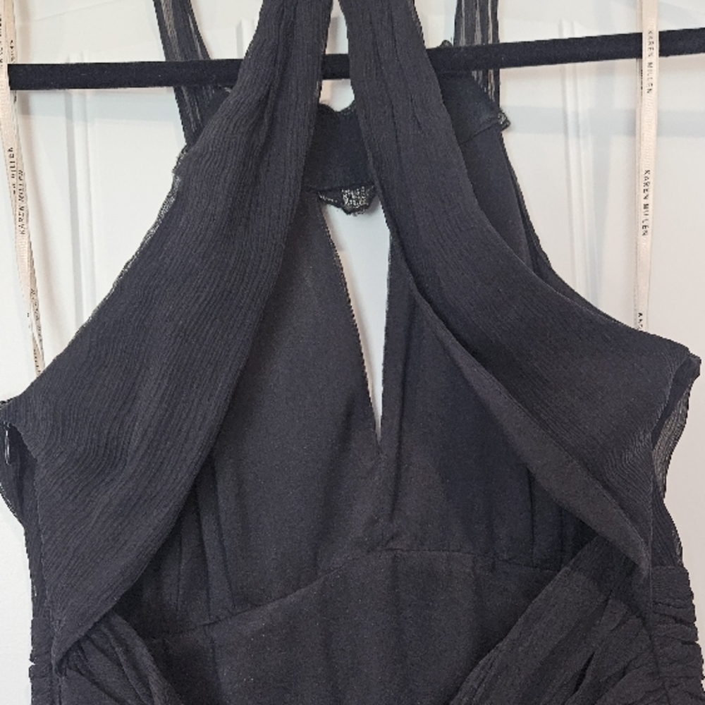 Karen Millen Silk Black Halter Evening Dress - Elegant Women's Black Dress - Picture 8 of 11